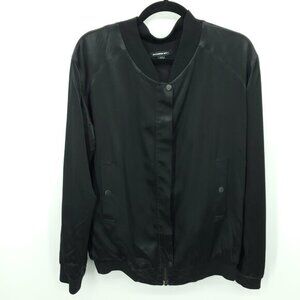 Alexander Wang Silk Satin Bomber Jacket 8 Black